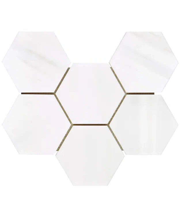 Bianco Dolomite 4-Inch Hexagonal Mosaic Tile - Natural Stone Backsplash for Kitchen & Bathroom Wall Decor