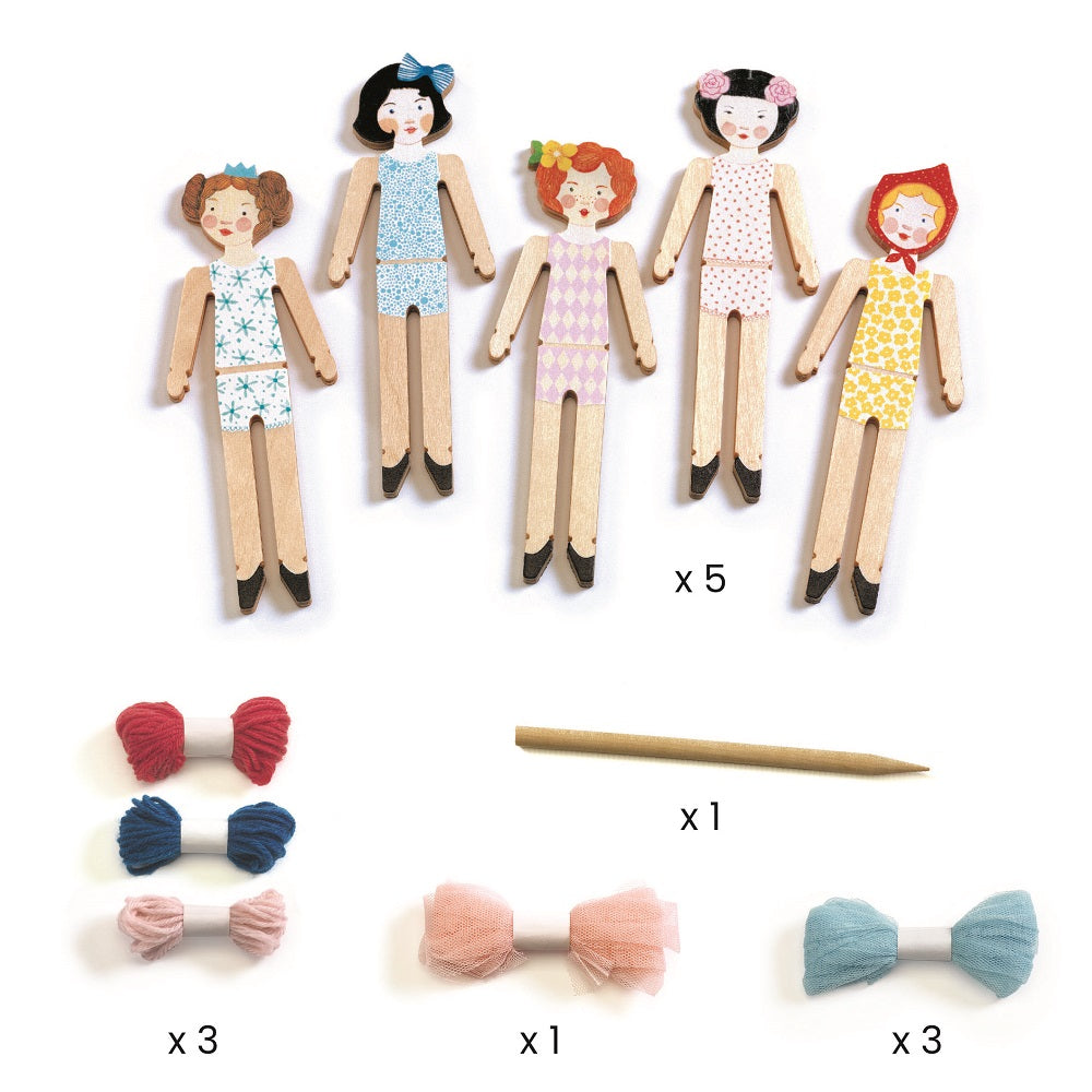 DIY 5 Handmade Worry Dolls Kit by Djeco - Creative Craft for Stress Relief & Kids' Anxiety Management - Perfect for Gifts, Play Therapy, and Relaxation Activities