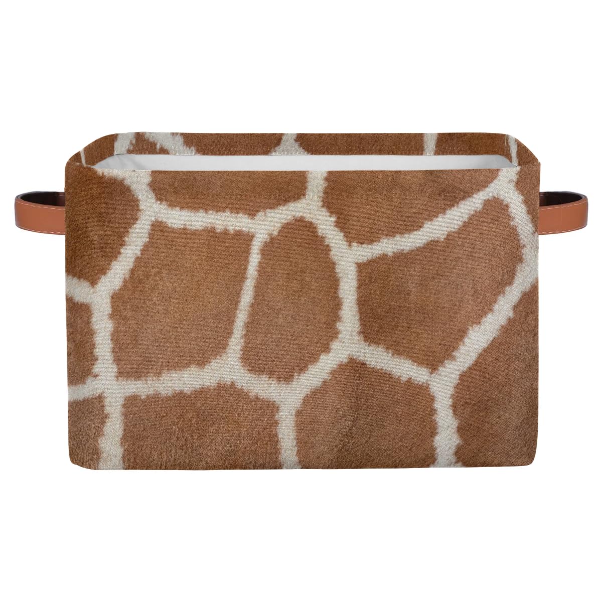 Large African Giraffe Print Storage Baskets with Handles - 2 Pack Fabric Closet Organizer Bins for Shelves, Toys & Clothes | Collapsible Home Decor Basket for Bedroom, Nursery & Living Room Organization