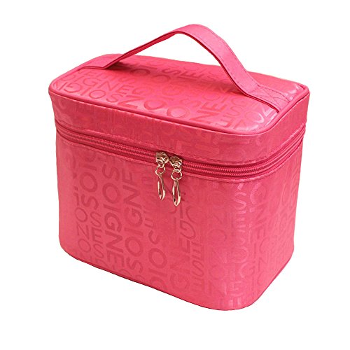 Stylish Large Makeup Bag for Women - Double Zipper Travel Cosmetic Organizer with Brush Holder | Perfect for Brushes, Toiletries & Beauty Essentials | Ideal for Travel, Home Storage & Professional Makeup Artists