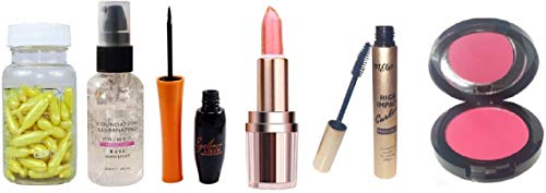 **Complete Makeup Kit for Girls - 6-in-1 Cosmetic Set with Foundation Primer, Eyeliner, Lipstick, Mascara & Blush | Perfect for Teens, Beginners & Everyday Glam**