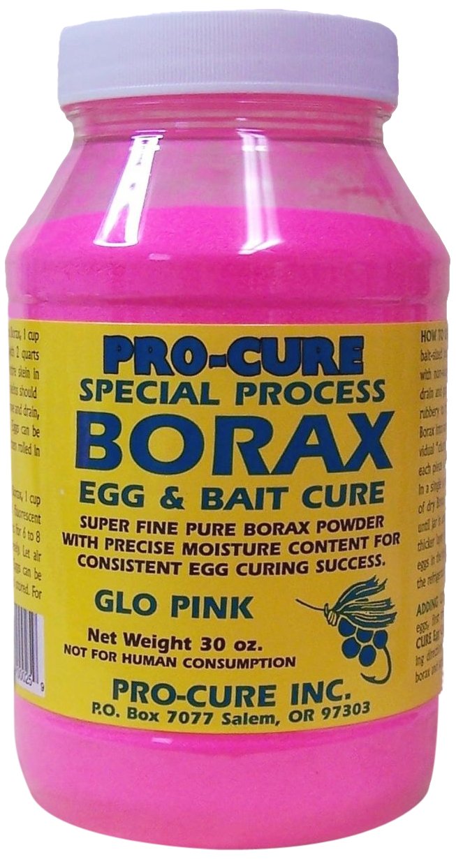 Pro-Cure Borax Egg & Bait Cure Powder - 30oz Fishing Bait Preservative with Glo Formula | Perfect for Salmon, Steelhead & Trout Fishing | Long-Lasting Freshness for Shore & Boat Fishing
