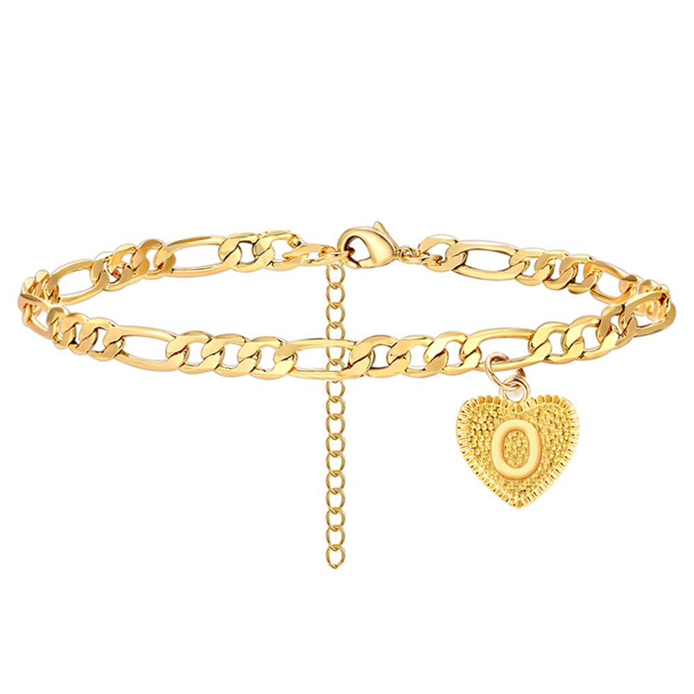 Silver Initial Anklet for Women & Men - Personalized Hexagon Beaded Cuban Link Ankle Bracelet with Letter Charm | Dainty Layered Jewelry for Teens, Girls - Perfect for Everyday Wear, Gifts & Beach Outfits
