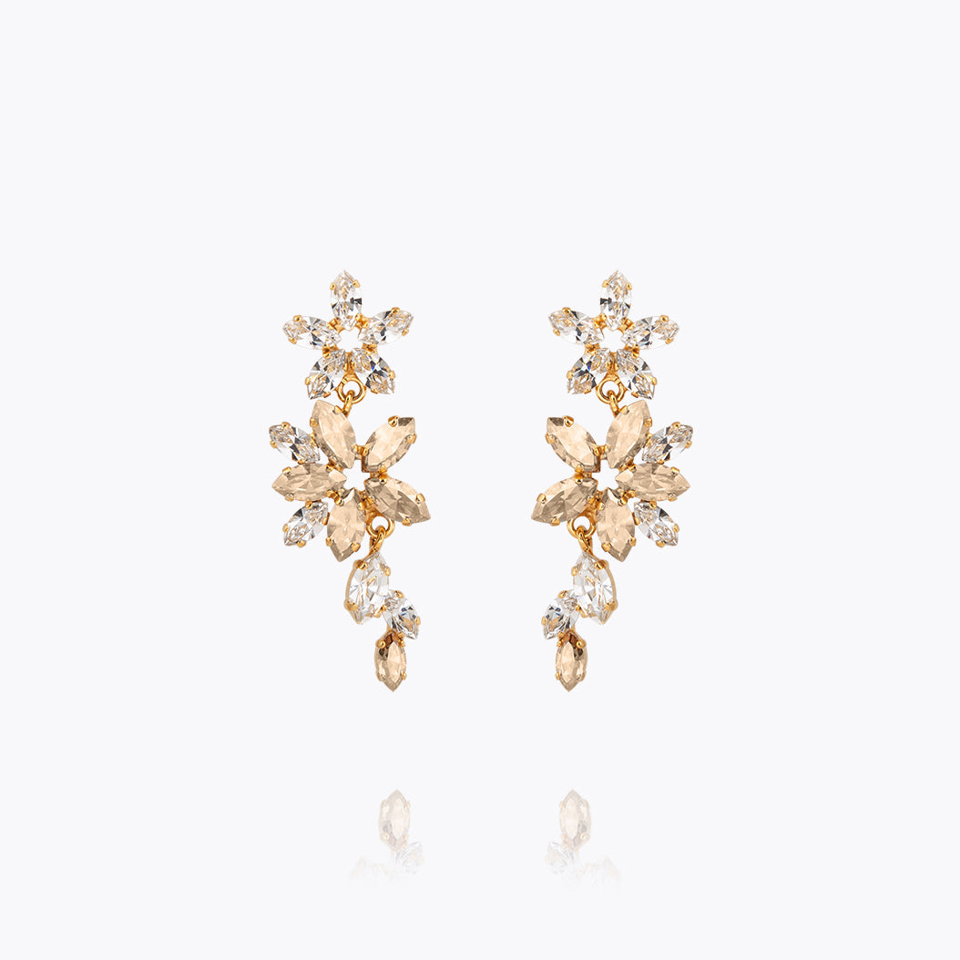 Melia Crystal Earrings - Golden Shadow Dangle Earrings for Women, Elegant Party & Wedding Jewelry Gift