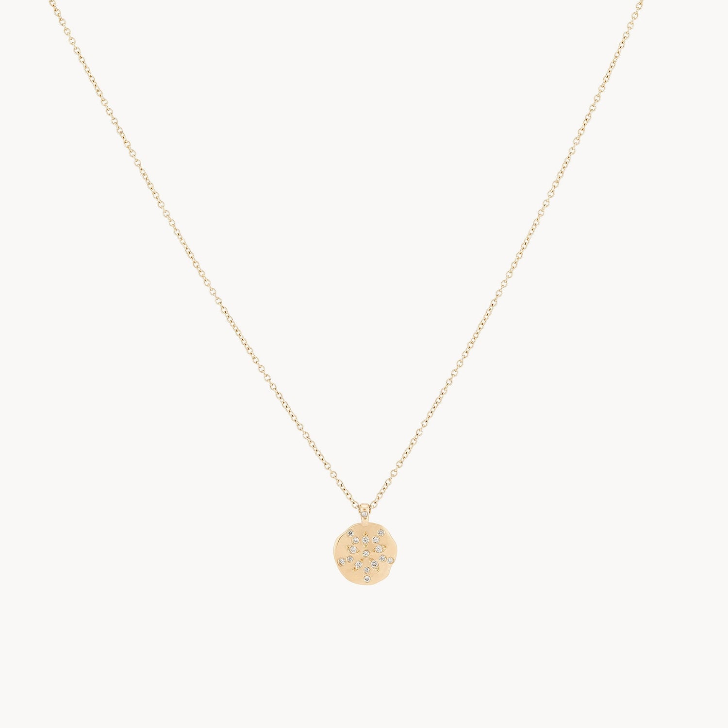 14K Yellow Gold Sand Dollar Diamond Necklace with White Diamonds - Perfect for Beach Weddings, Anniversary Gifts & Everyday Elegance