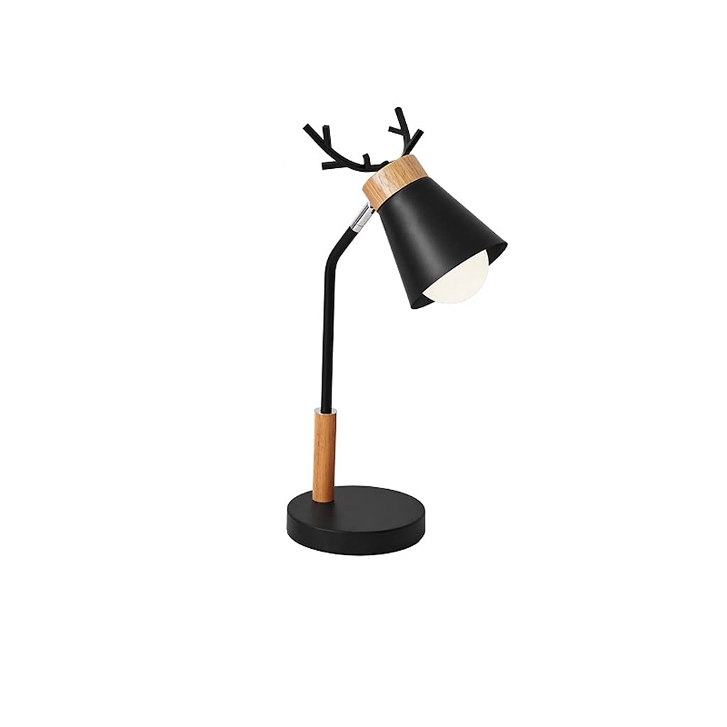 TOMYEUS Antler Decor Table Lamp - Wrought Iron Bedside Lamp for Kids Room, Study, Living Room & Coffee Shop - Black | Perfect for Night Reading, Cozy Ambiance & Home Decor