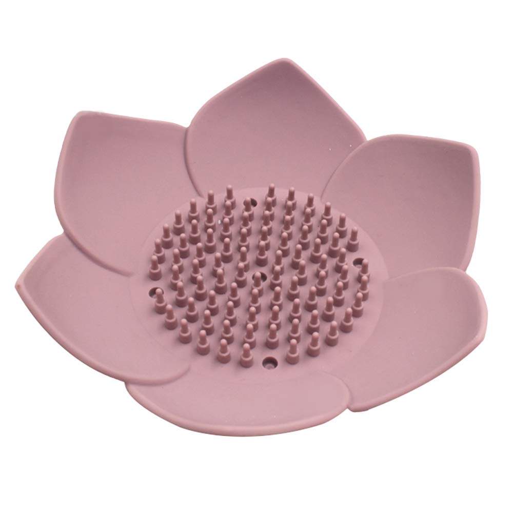 Cabilock Silicone Soap Dish - Petal Shaped Soap Holder with Drainage, Creative Flower Design for Bathroom, Kitchen Sink - Handmade Soap Tray for Solid Soap Storage (Pink) - Perfect for Showers, Vanities & Travel