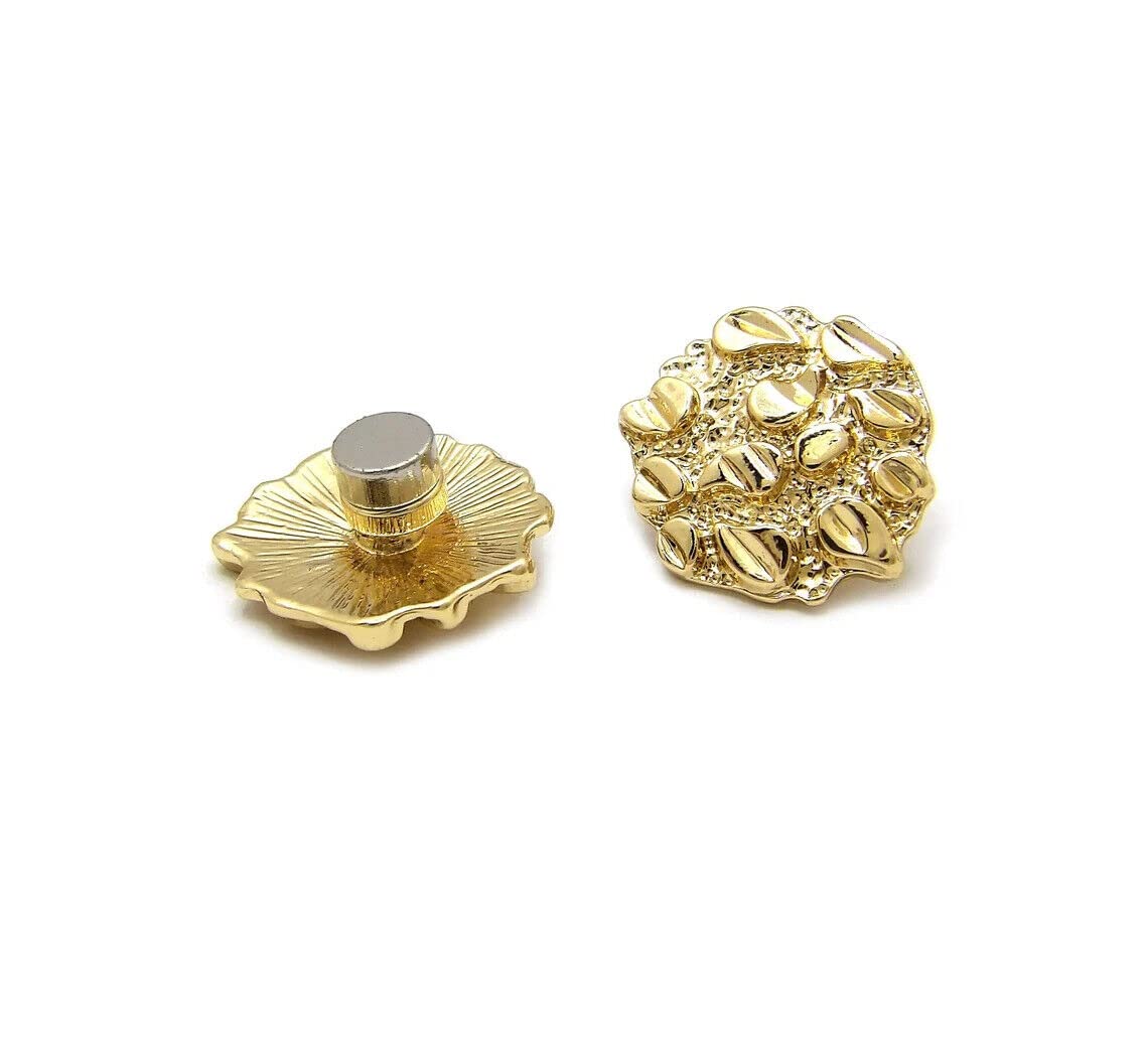 Hip Hop Jewelry Gold Plated Alloy Golden Nugget Cookie Magnetic Earrings with Lucite Gift Box - Perfect for Streetwear, Rap Concerts & Urban Fashion Accessories