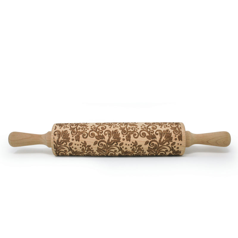 A La Tarte Embossed Rolling Pin for Baking - Floral Pattern Dough Press for Cookies, Pies & Pastry Making - Perfect for Holiday Baking & DIY Desserts