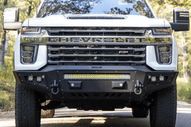 2020-2023 Chevy Silverado 2500/3500 Bodyguard GAC20BY1T A2L Front Bumper with Sensor & Light Bar Cutout | Heavy Duty Truck Protection for Off-Road & Towing