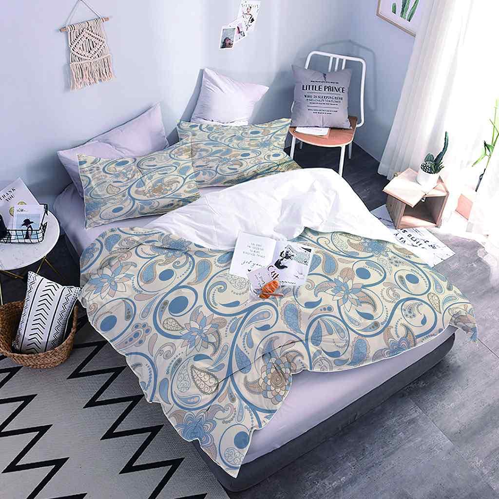 Queen Size Duvet Cover Set 90x90 Inches - Modern Blue Floral Design, Soft Microfiber Bedding with Zipper Closure & Corner Ties, Includes 2 Pillow Shams | Perfect for Master Bedroom, Guest Room & Cozy Home Decor