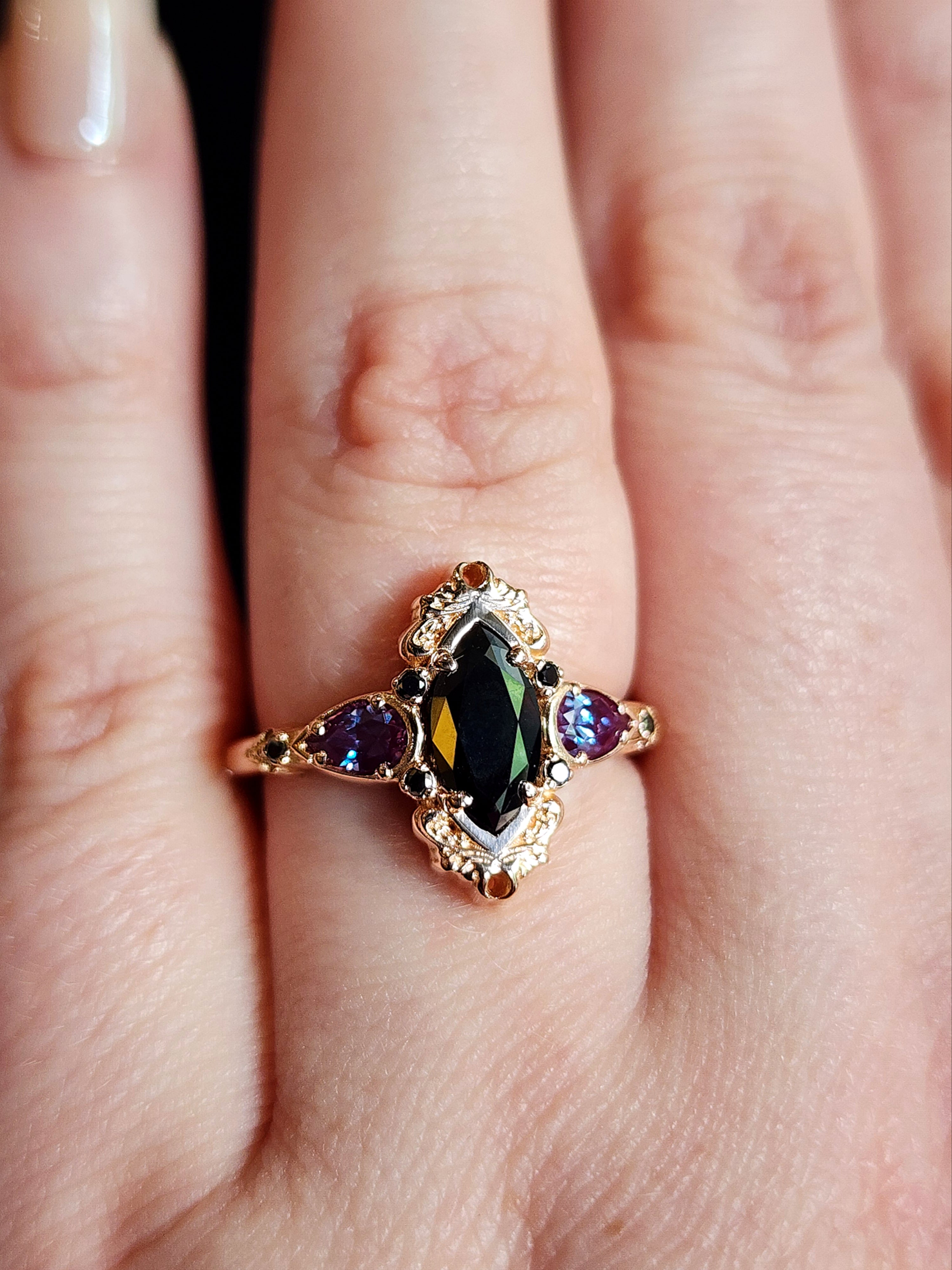 Odile Pear Side Stone Engagement Ring - Elegant Wedding Band for Proposals & Anniversaries | Perfect for Bridal Jewelry & Special Occasions