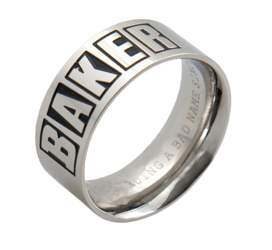 Baker Brand Logo Ring - Sterling Silver Jewelry for Women & Men - Perfect for Everyday Wear, Gifts & Special Occasions