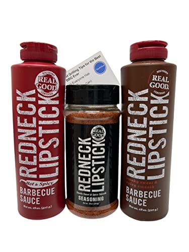 Redneck Lipstick BBQ Sauce & Seasoning Bundle - Hot & Spicy BBQ Sauce, Smoky Sweet Seasoning with Recipe Card | Perfect for Grilling, Smoking, Tailgating & Outdoor Cooking