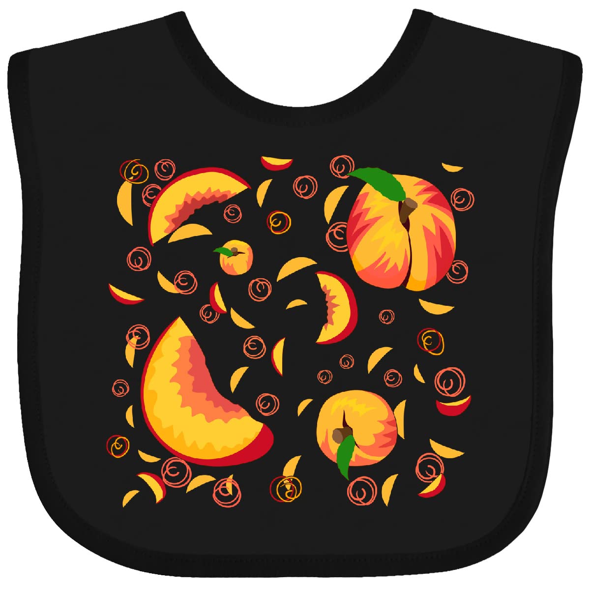 Inktastic Peach Fruit Party Baby Bib - Soft & Adorable Infant Feeding Bib for Messy Eaters - Perfect for Babies, Toddlers, and Newborns - Great for Meal Time, Daycare, and Photo Shoots