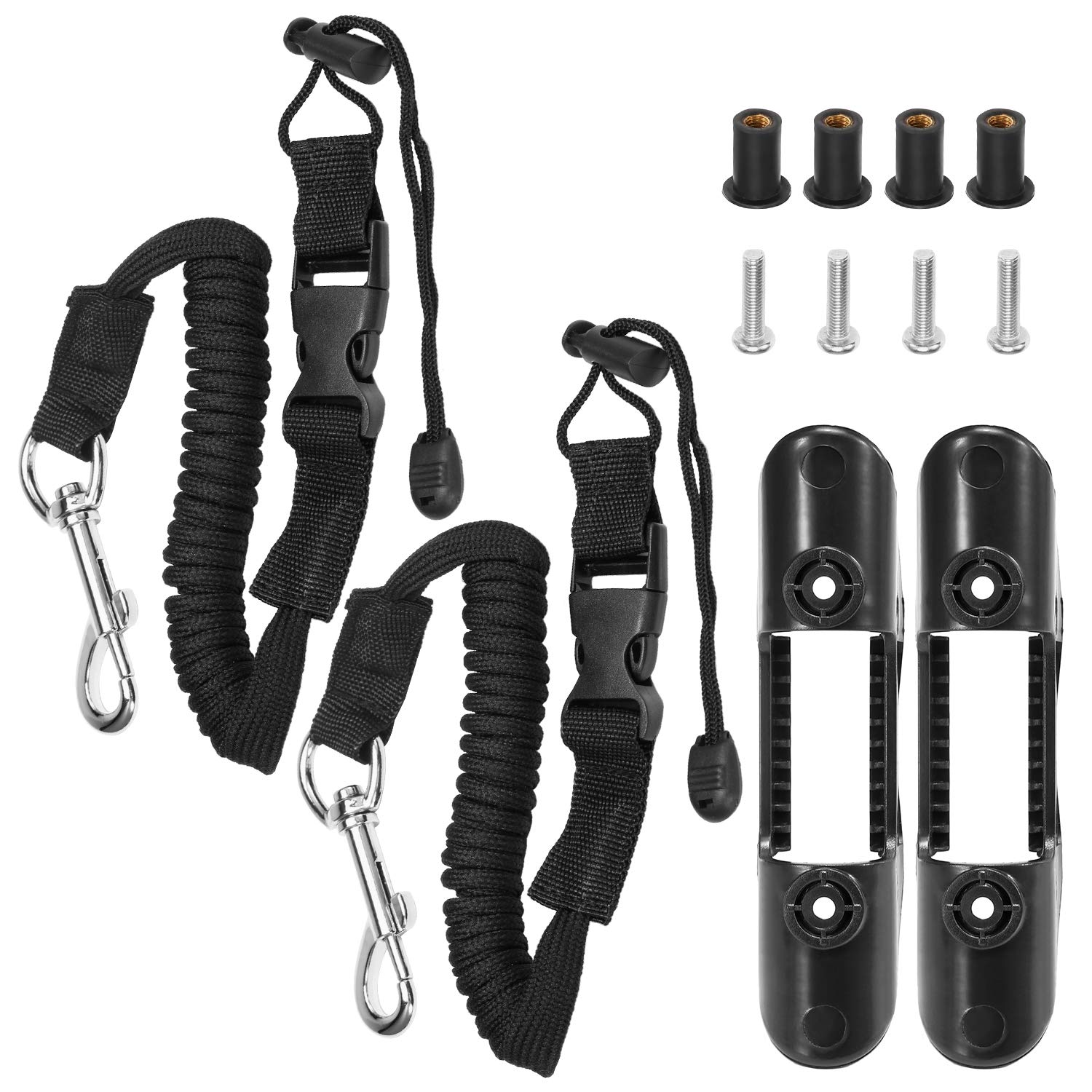 Lixada Adjustable Kayak Paddle Holder - Universal Deck Mounted Safety Leash Clip for Kayaking Accessories | Secure Your Paddle While Fishing, Touring or Whitewater Adventures