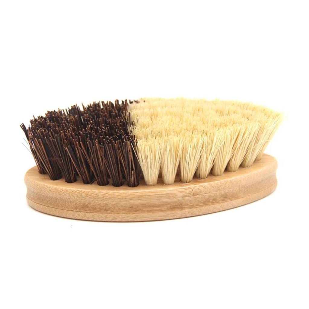 LEIGE Natural Coarse Brown Oval Vegetable & Fruit Brush - Kitchen Pot & Dish Scrubber for Cleaning Bowls, Pans & Utensils - Perfect for Organic Produce, Stainless Steel Cookware & Non-Stick Dishes