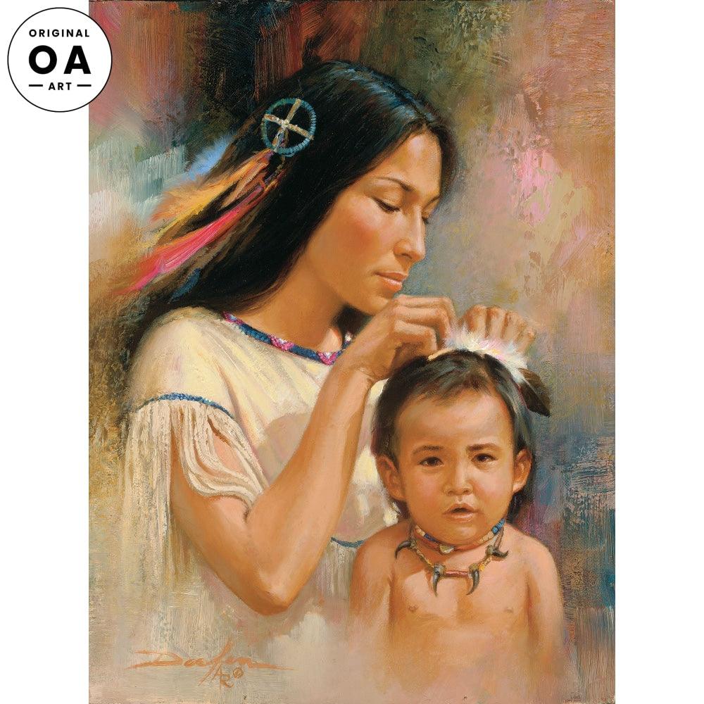 Indian Maiden & Child Statue - Handcrafted Ethnic Home Decor for Living Room, Office & Meditation Space | Authentic Cultural Art Piece for Yoga Studios & Spiritual Gifts