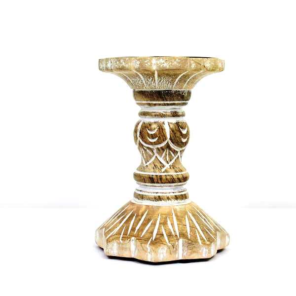 Handmade Mango Wood Candle Holder - Natural Wooden Candle Stand for Home Decor, Wedding Centerpiece & Romantic Dinner Ambiance