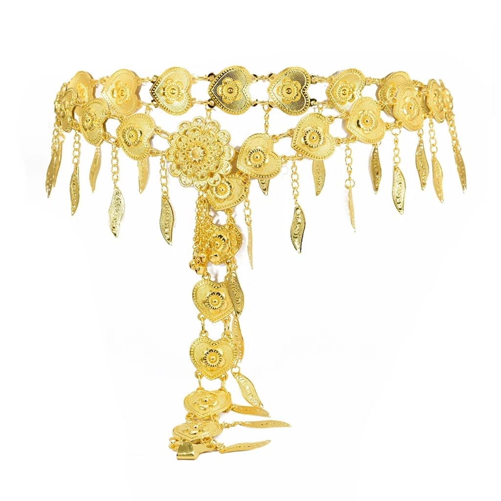 Gold Metal Leaf Tassel Belly Chain for Women - Boho Bikini Accessory, Dance Dress Belt, Body Jewelry for Festival & Beach Party - Perfect for Music Festivals, Poolside Looks and Summer Outfits
