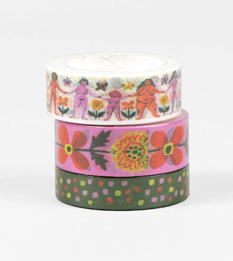Phoebe Wahl Marigold Washi Tape Set - 10 Rolls Japanese Decorative Paper Tape for Scrapbooking, Journaling, DIY Crafts & Gift Wrapping