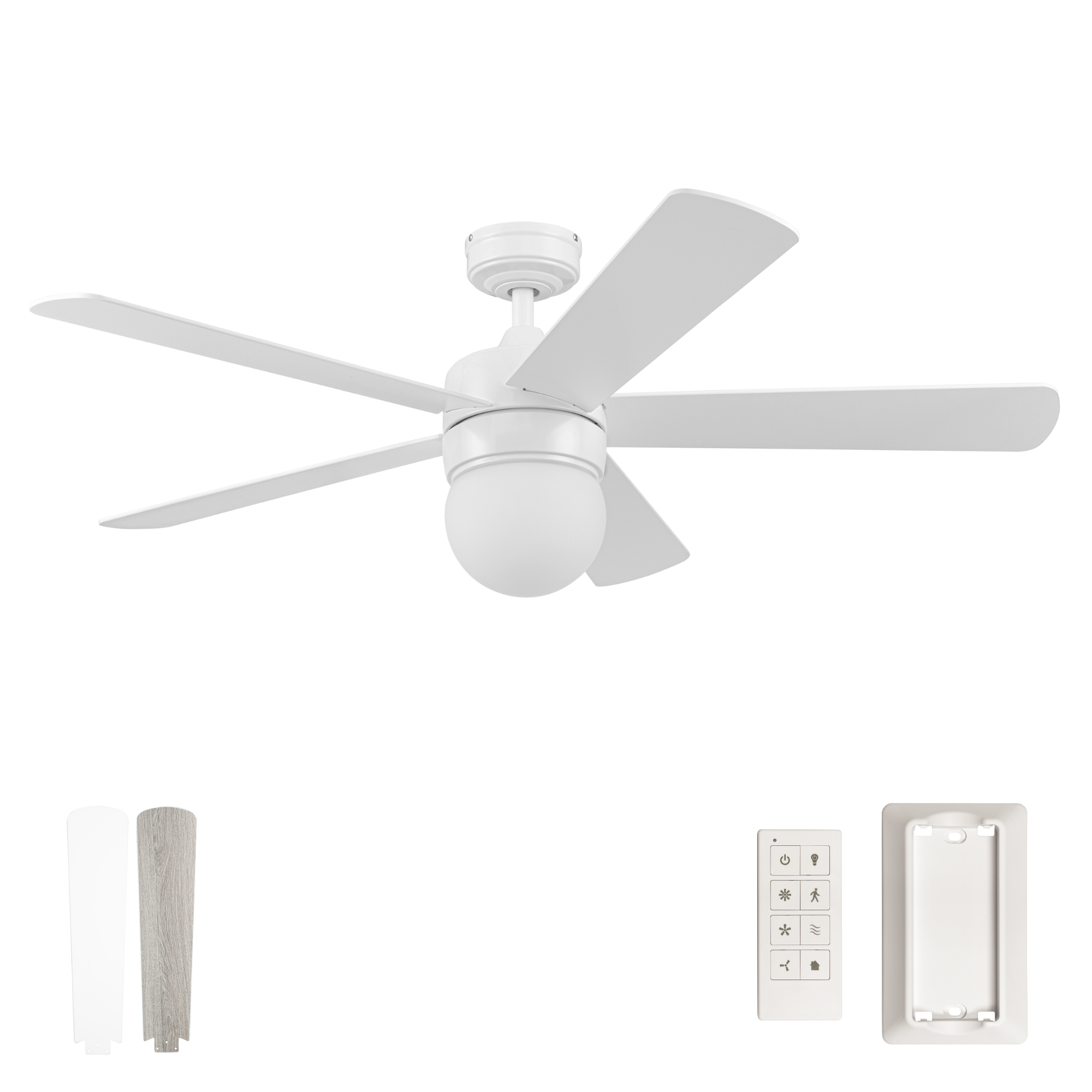 52 Inch White Ardrey Kell Ceiling Fan with Remote Control - Perfect for Living Room, Bedroom, and Outdoor Spaces