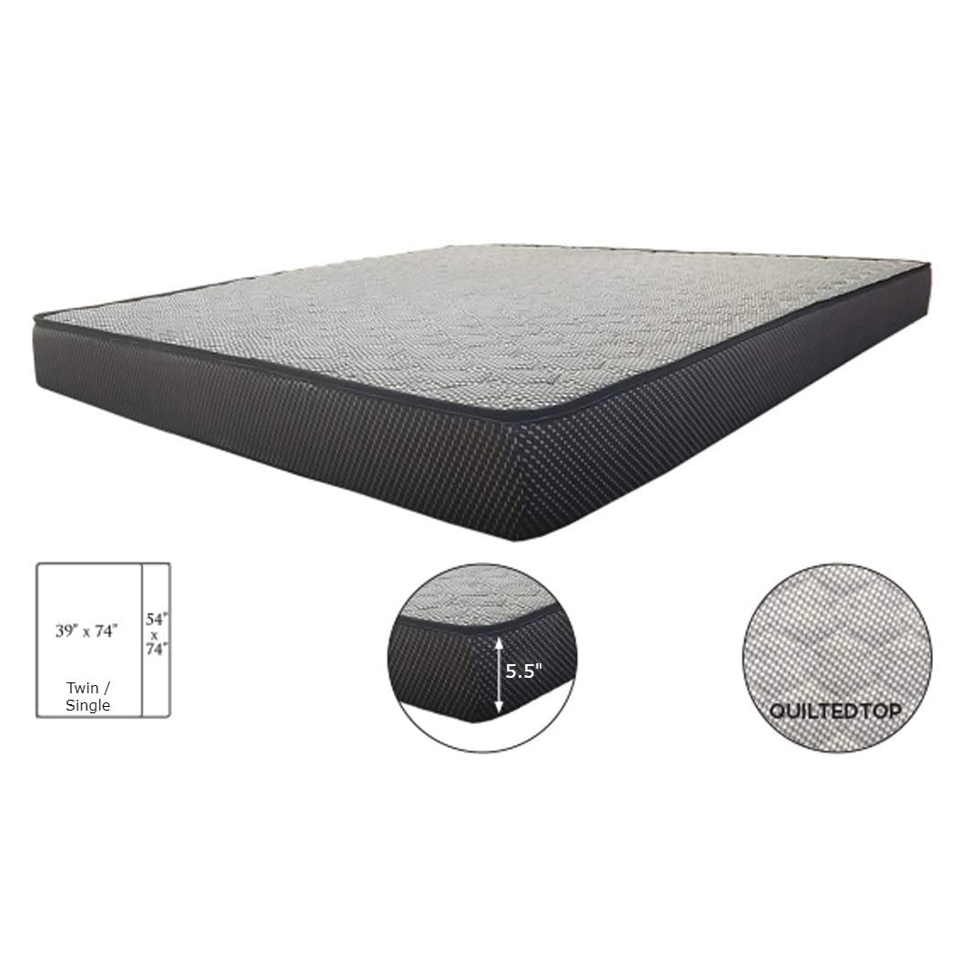5.5 Inch Thick Quilted Top Medium Firm Foam Mattress - Queen Size, Cooling Gel Memory Foam for Back Pain Relief, Perfect for Bedroom, Guest Room & RV Use