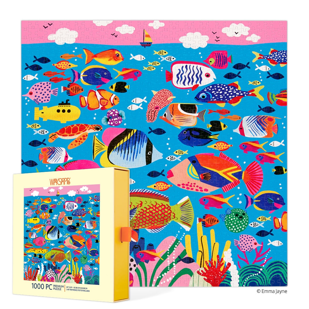 Colorful Ocean 1,000 Piece Jigsaw Puzzle for Adults - Challenging Sea Life Puzzle Game for Family Night & Relaxation