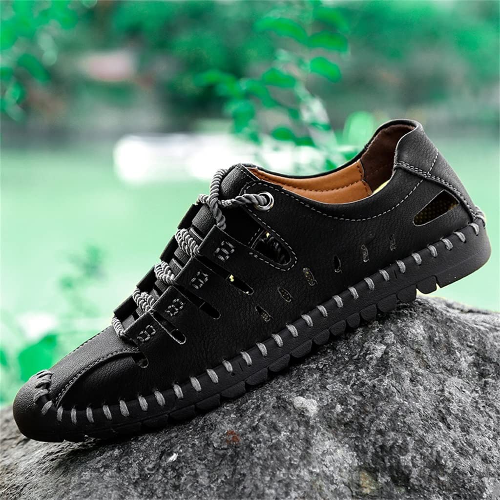 **Men's Summer Sandals - Non-Slip Casual Outdoor Beach Shoes for Driving & Walking - Breathable Comfortable Lightweight (Black, Size 44) - Perfect for Beach, Pool, Travel & Daily Wear**