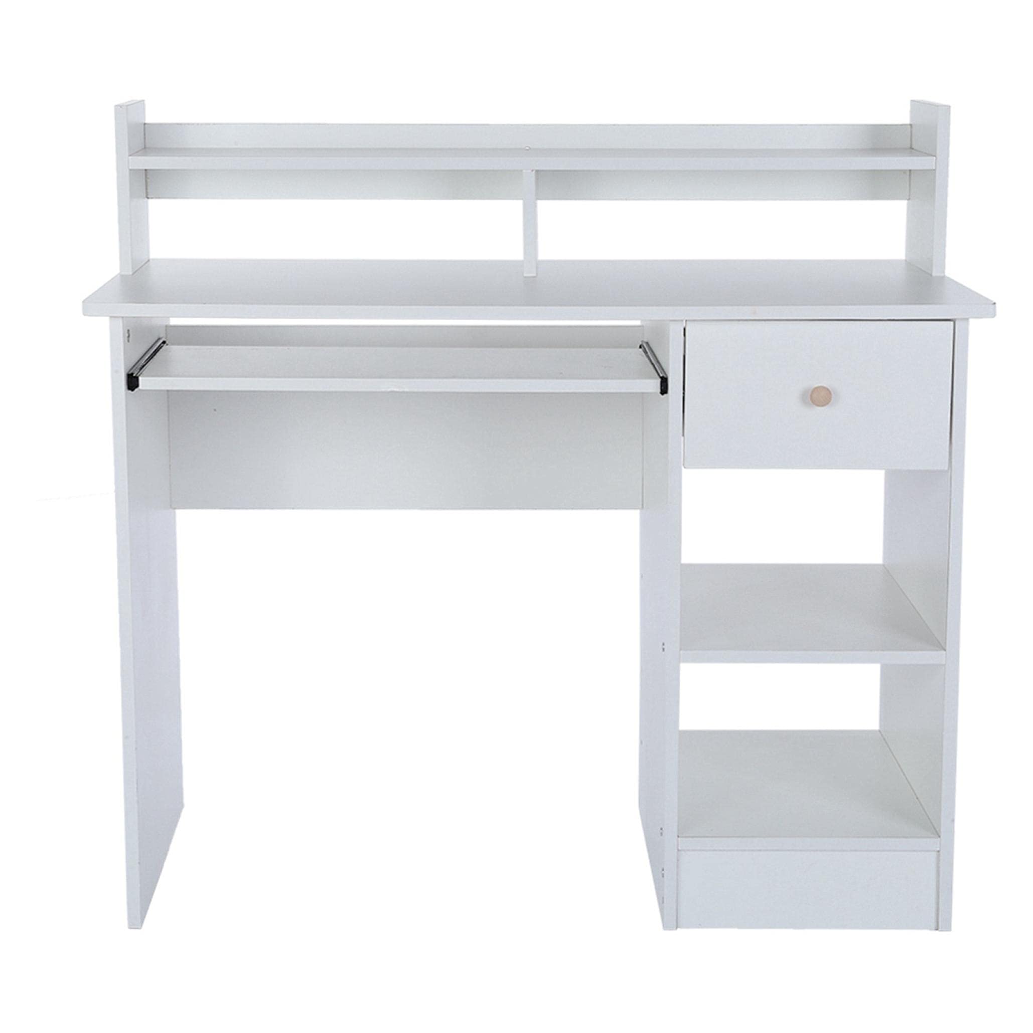 Ergonomic Study Desk with Drawers & Keyboard Tray - White Computer Desk for Home Office, Dorm Room, Small Spaces | Perfect for Remote Work, Online Classes & Gaming Setup