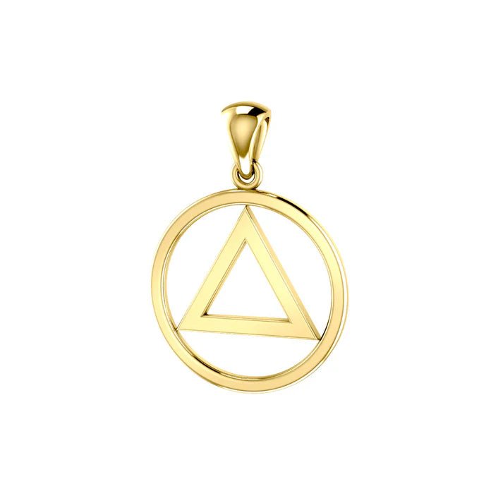 Solid Gold AA Symbol Pendant Necklace - 14K Yellow Gold Luxury Recovery Jewelry for Alcoholics Anonymous - Perfect for 12-Step Meetings & Sobriety Gifts