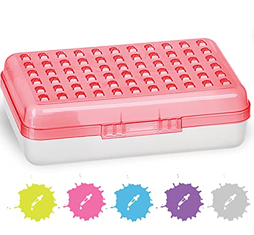 Enday Plastic Pencil Box with Snap Closure - Small Dots Design School Supply Organizer for Kids & Adults (Red, Pink, Grey, Purple, Green, Blue) - 24 Pack - Perfect for Classroom, Office & Home Organization