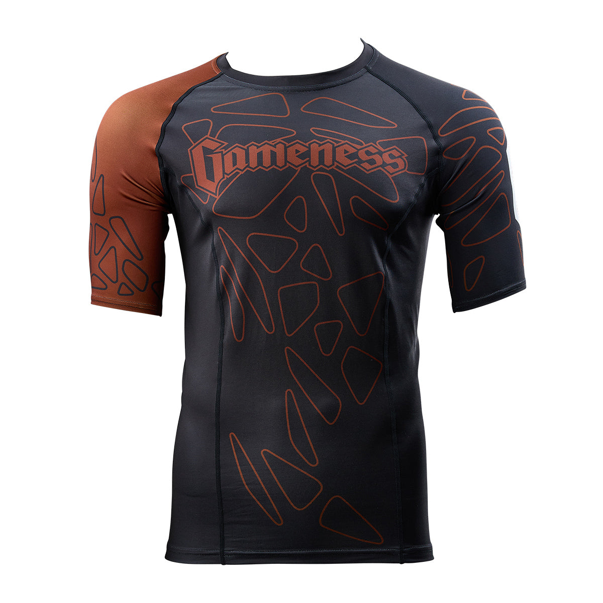 Gameness Men's Short Sleeve Pro Ranked Rash Guard - BJJ MMA Training Shirt for Grappling, Jiu-Jitsu & Combat Sports - Moisture Wicking & UV Protection