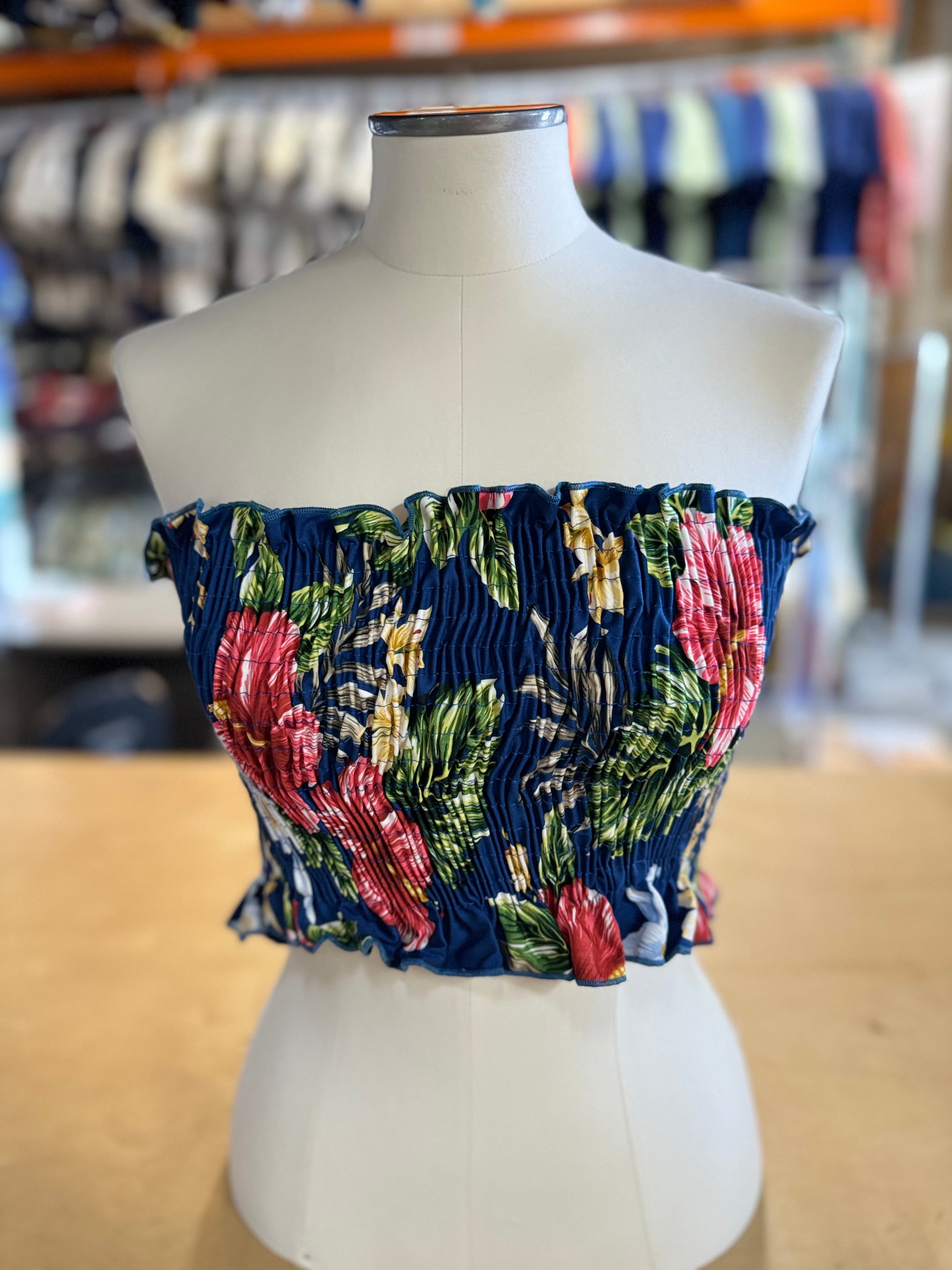 Red Hibiscus Tube Top for Women - Sexy Strapless Summer Crop Top - Perfect for Beach, Music Festivals & Night Out