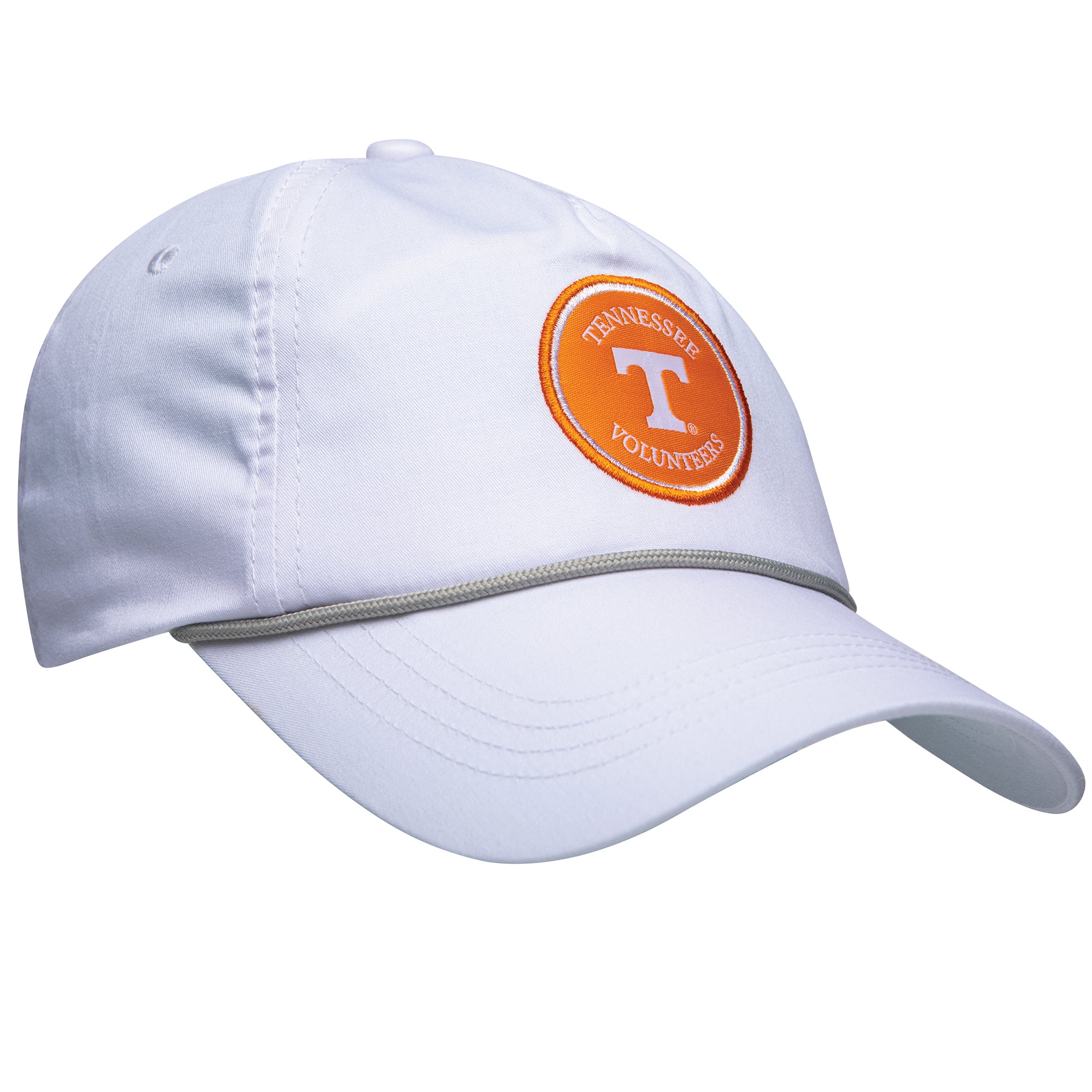 Tennessee Patch Rope Hat for Men & Women - Adjustable Cotton Baseball Cap with Stylish Rope Detail (White/Grey) - Perfect for Outdoor Activities, Sports, and Casual Wear