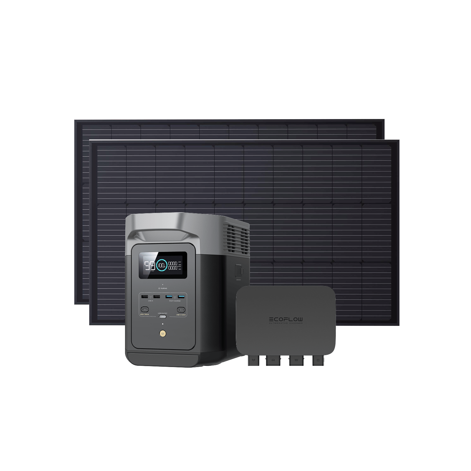 EcoFlow DELTA 2 Portable Power Station with 2x100W Solar Panels & 800W Car Charger - Perfect for Camping, RV Trips, and Emergency Power Backup