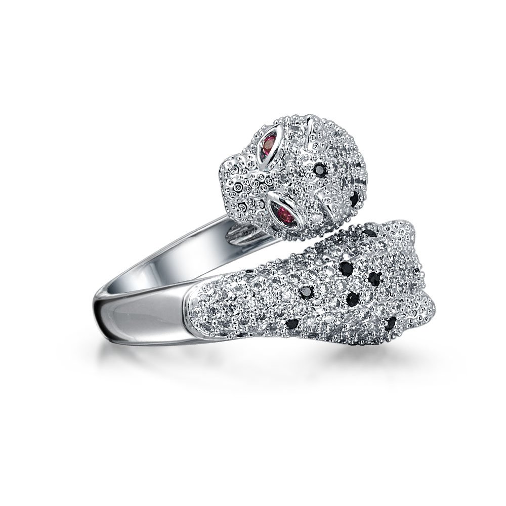 Bling CZ Leopard Ring for Women - Silver Plated Fashion Jewelry for Parties
