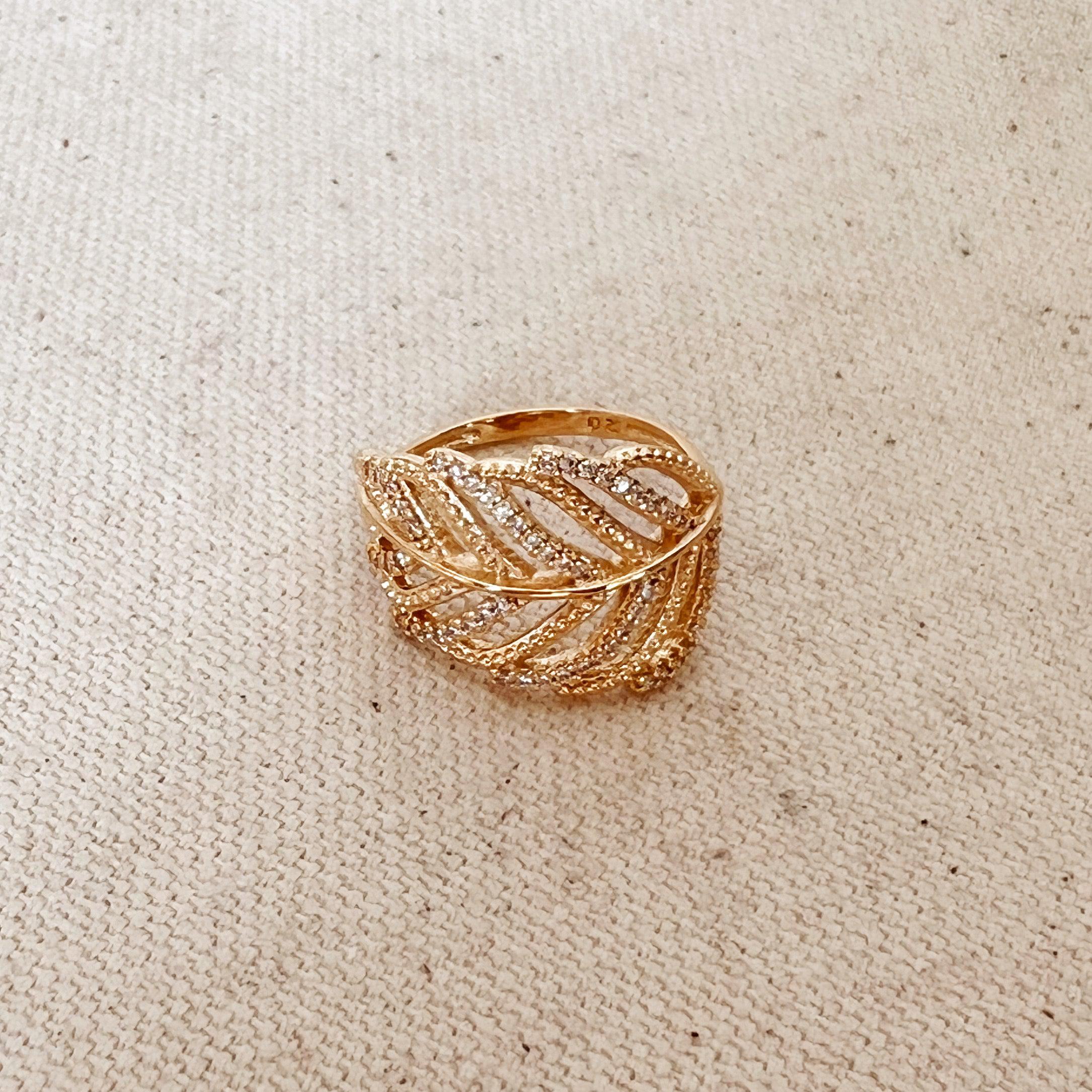 18K Gold Filled Statement Leaf Ring for Women - Elegant Nature-Inspired Jewelry for Everyday Wear, Gift Giving & Special Occasions
