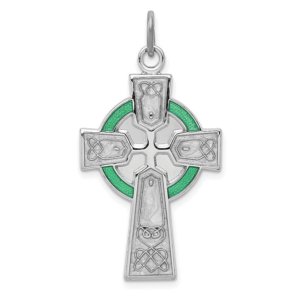 925 Sterling Silver Epoxy Irish Cross Pendant Necklace - Religious Celtic Jewelry for Women, Gifts for Her - Perfect for Church, Weddings & Special Occasions