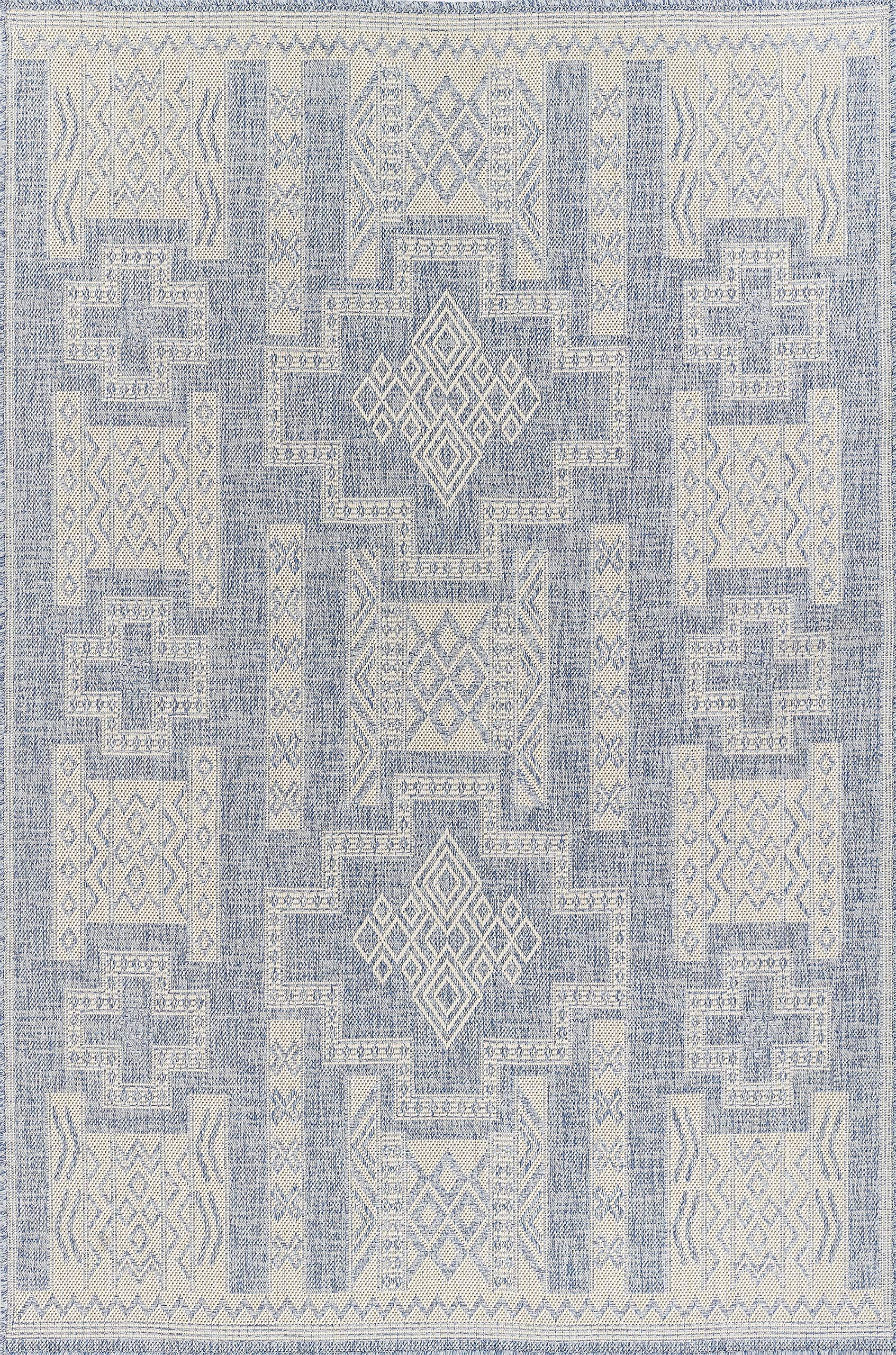 Nolita Rugs NEA Blue Indoor/Outdoor Area Rug 8' X 10' - Waterproof & Durable for Patio, Deck, Living Room & Bedroom