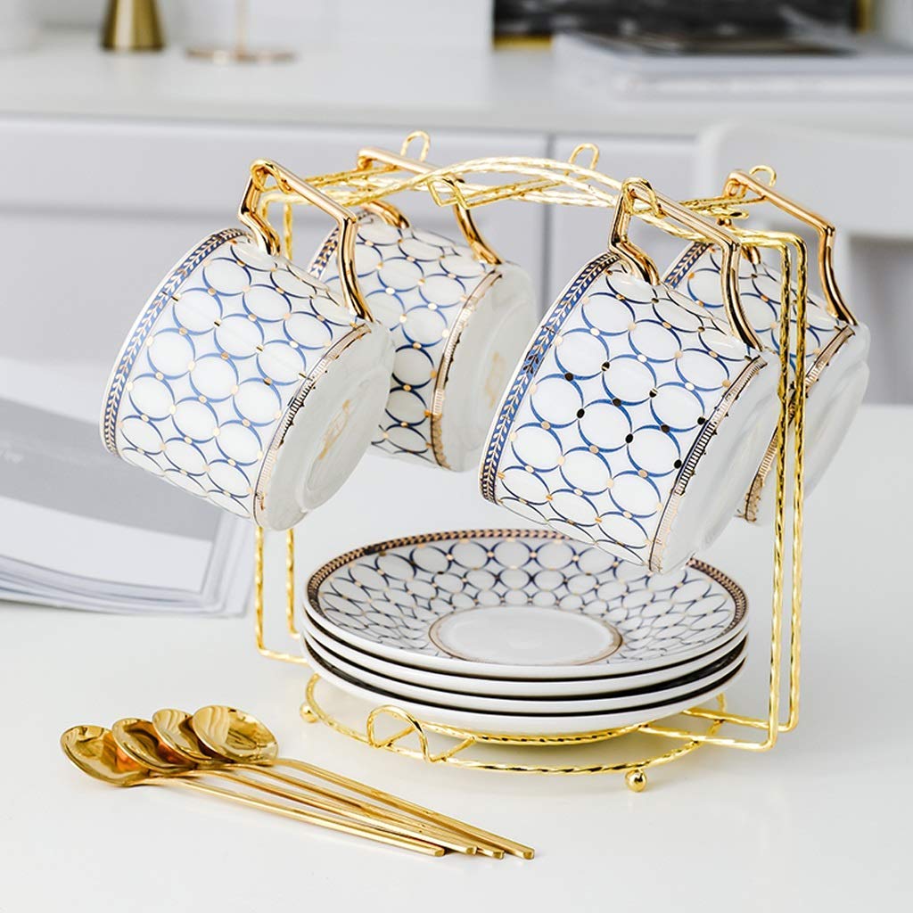 Premium Ceramic Tea Set with Infuser - Elegant Gold Handle Teapot & Coffee Cups - Perfect for Afternoon Tea, Gifts & Home Decor