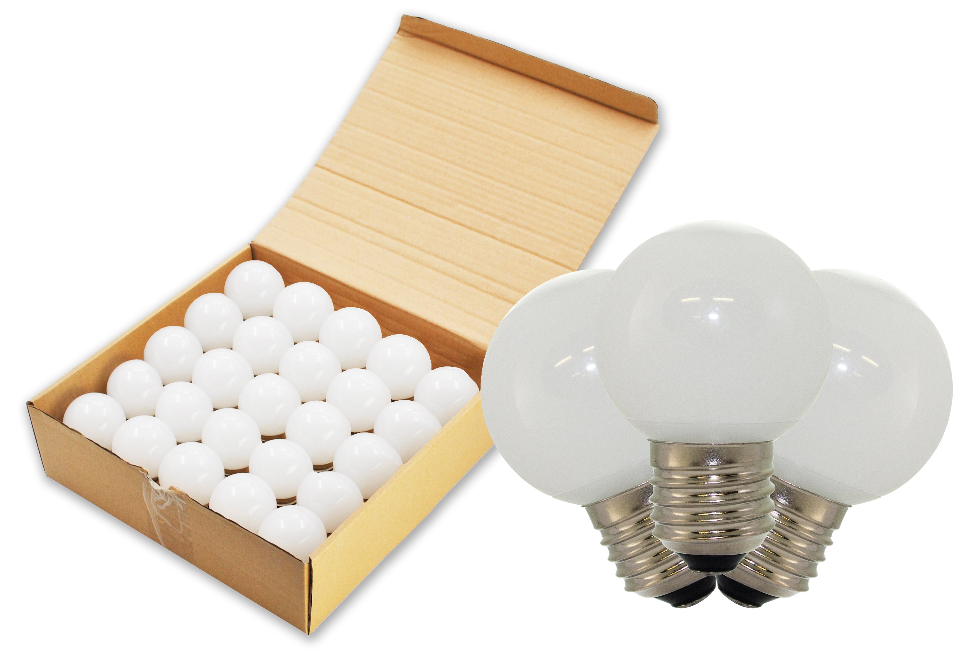 25 Pack G50 Dimmable Frosted Pure White LED Light Bulbs - Perfect for Bedroom, Living Room, and Office Lighting