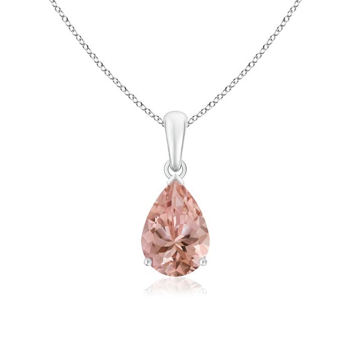 Angara Natural Morganite Solitaire Pendant Necklace for Women - 14K Solid Gold/Platinum Jewelry | Elegant Gift for Her, Birthday & Anniversary | Perfect for Weddings, Date Nights & Special Occasions