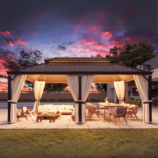 12' x 20' Hardtop Gazebo with Aluminum Frame - Dark Gray Outdoor Canopy for Patio, Backyard, and Garden Parties | Weather-Resistant & Durable Shelter