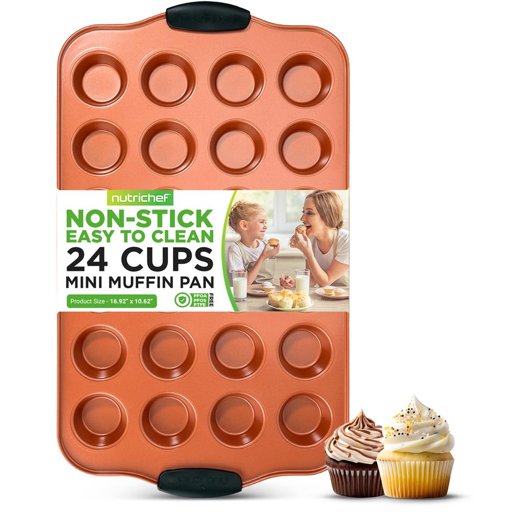 Non-Stick 24 Cup Muffin Pan - Heavy Duty Baking Sheet for Cupcakes, Muffins & Desserts - Perfect for Home Baking, Parties & Holiday Treats
