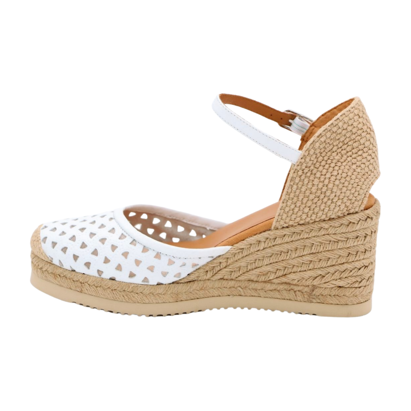 UNISA Women's White Punched Leather Espadrille Flats - CELERA Comfortable Summer Casual Shoes for Beach, Vacation & Everyday Wear