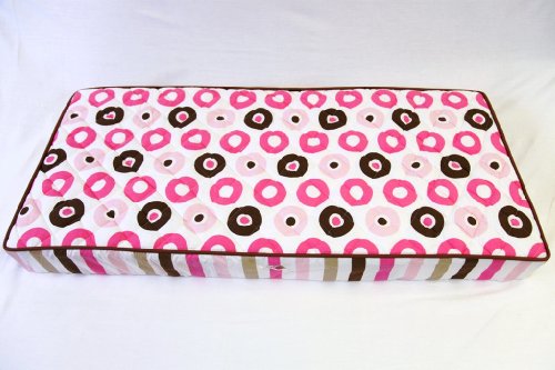 Bacati Mod Dots and Stripes Changing Pad Cover - Pink and Chocolate Dots Waterproof Baby Changing Table Cover | Perfect for Nursery, Daycare, and Travel Diaper Bags