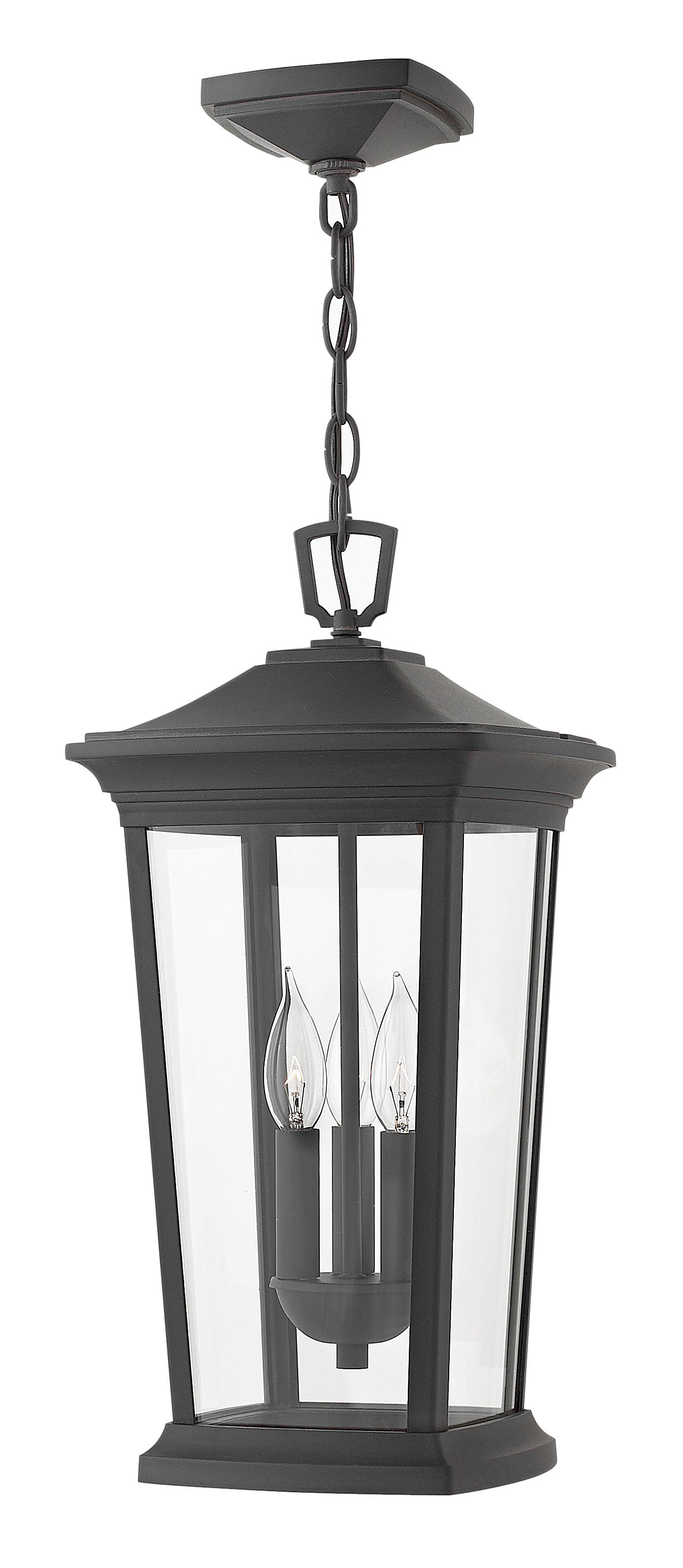 10W Bromley 3-Light Outdoor Hanging Light in Museum Black - Weatherproof Patio Lighting for Porch, Garden, and Backyard Decor