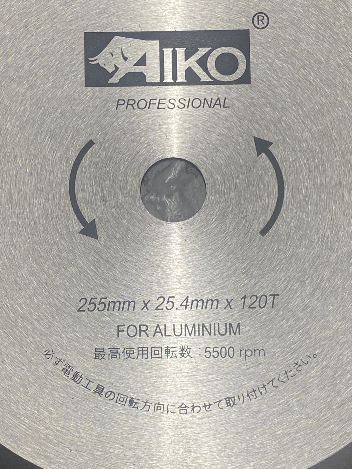 Aiko 10-Inch Aluminum Saw Blade 255mm x 25.4mm 120 Teeth | Model SBA A255120T | Perfect for Cutting Aluminum, Wood, and Plastic Materials