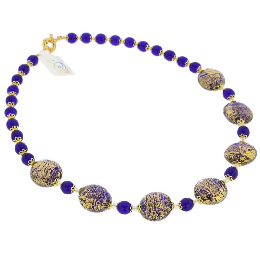 Authentic Murano Glass Necklace from Venice - Ca D'oro Cobalt Blue Handmade Jewelry | Perfect for Weddings, Gifts & Special Occasions